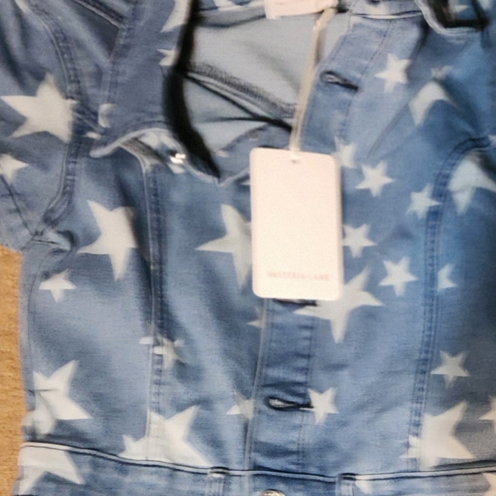 NWT WISTERIA LANE Star Print Denim JUMPSUIT - Picture 8 of 8